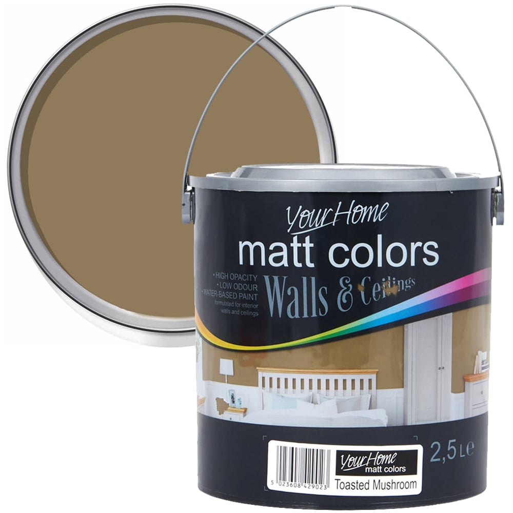 Your Home Walls & Ceilings Toasted Mushroom Matt Emulsion Paint 2.5L Image 1