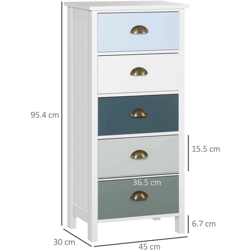 Portland Slim 5 Drawer Multicolour Chest of Drawers Image 9