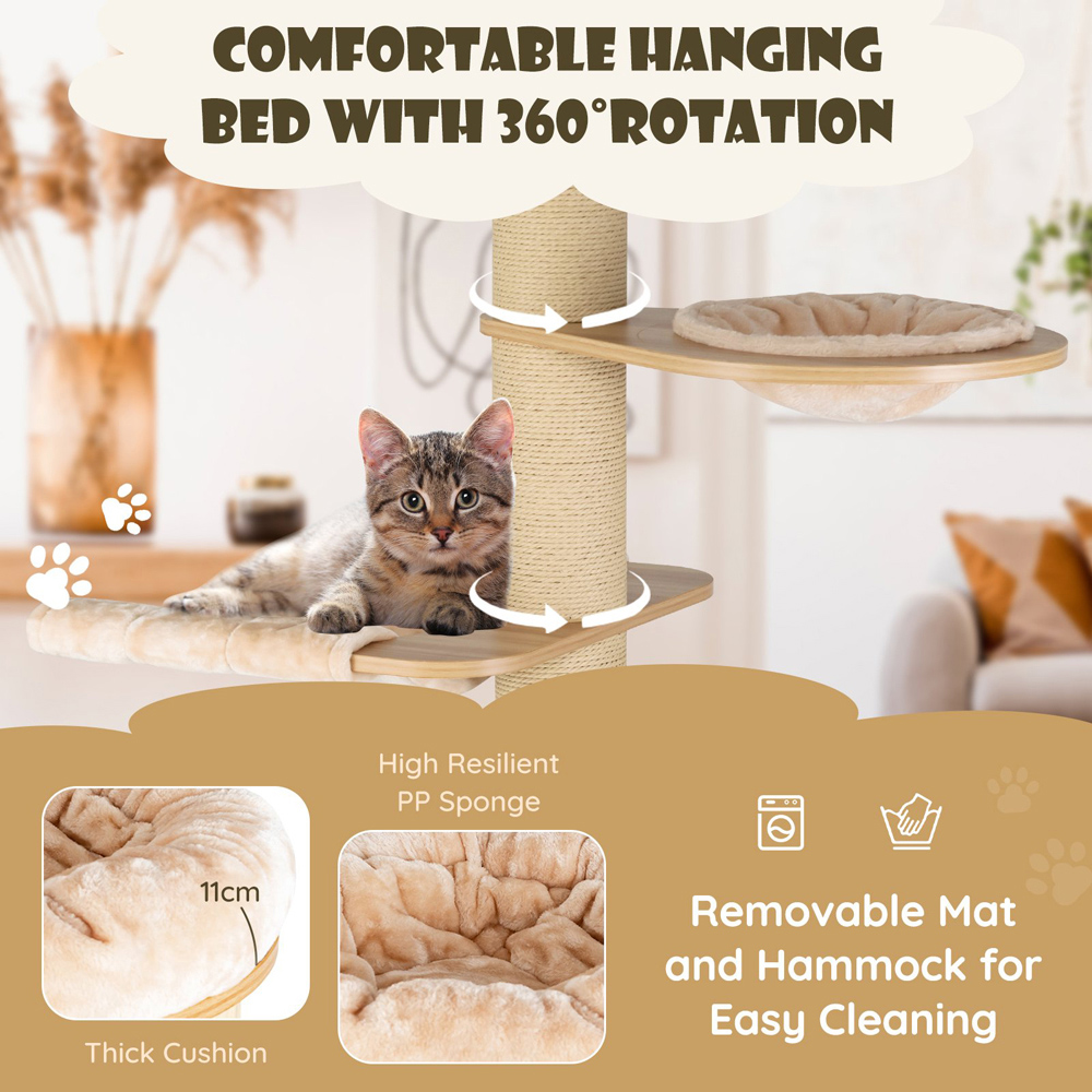 Costway 191cm Beige Cat Tree Scratcher Image 7