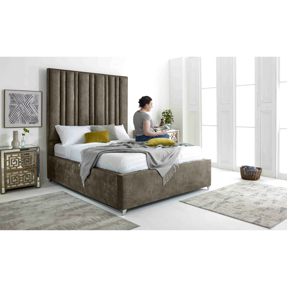 Eleganza Madrid Single Taupe Oakland Fabric Bed Frame Image 4
