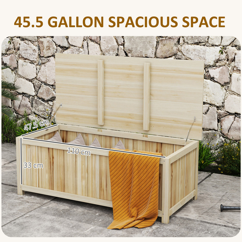 Outsunny 172L Natural Garden Storage Box Image 8