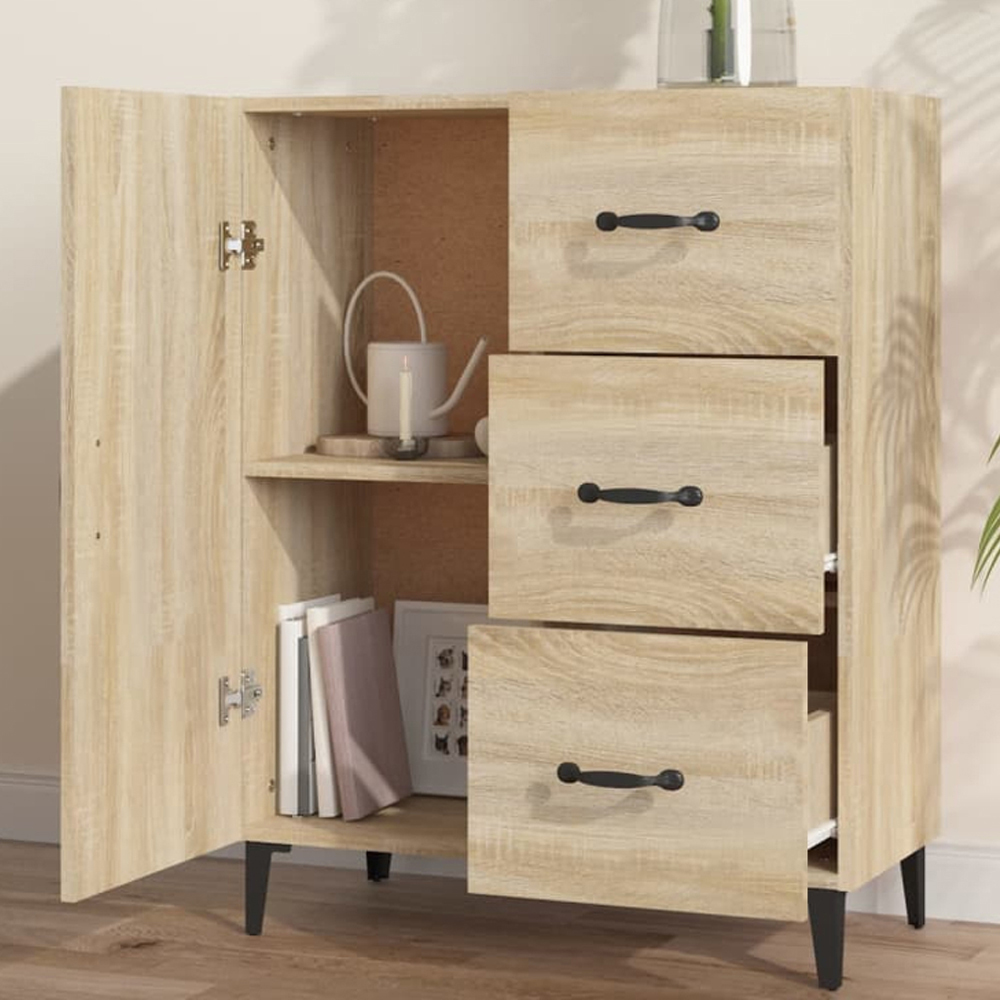 vidaXL Single Door 3 Drawer Sonoma Oak Sideboard Image 1