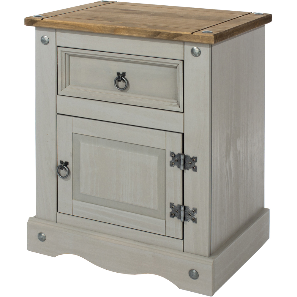 Core Products Corona Single Door Single Drawer Grey Bedside Cabinet Image 3