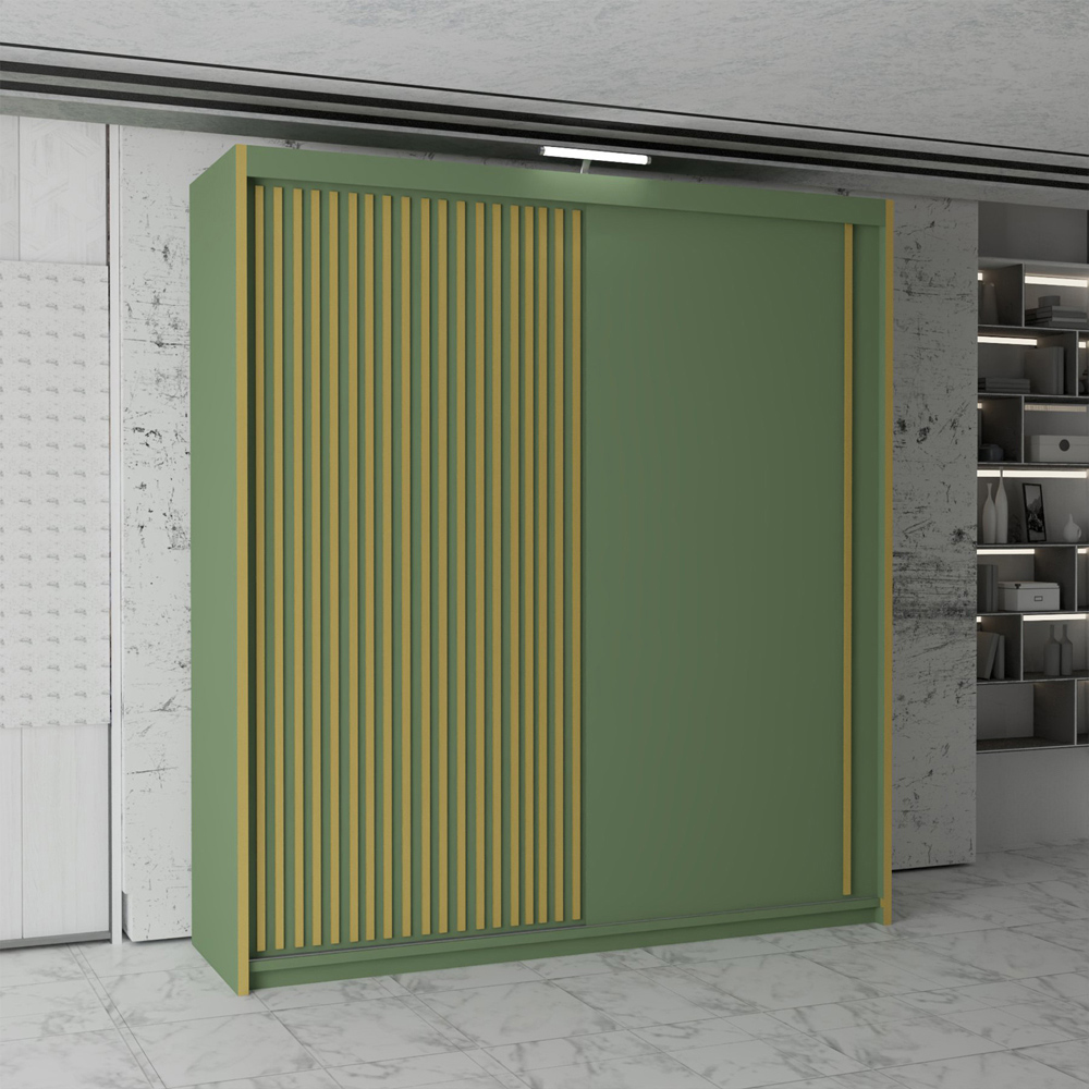 M N Furniture Parrison 2 Door Green Sliding Wardrobe 150cm Image 3