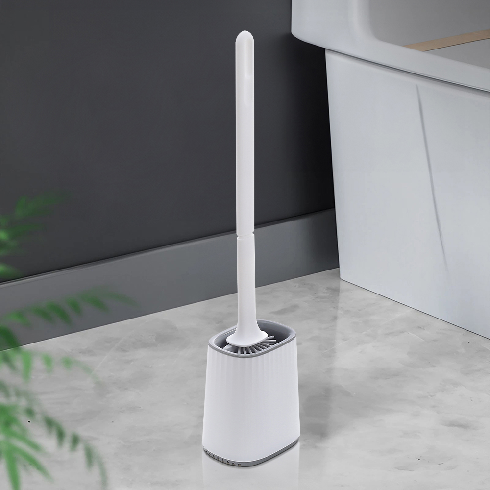Living and Home White Silicone Flexible Toilet Brush with Holder Image 7