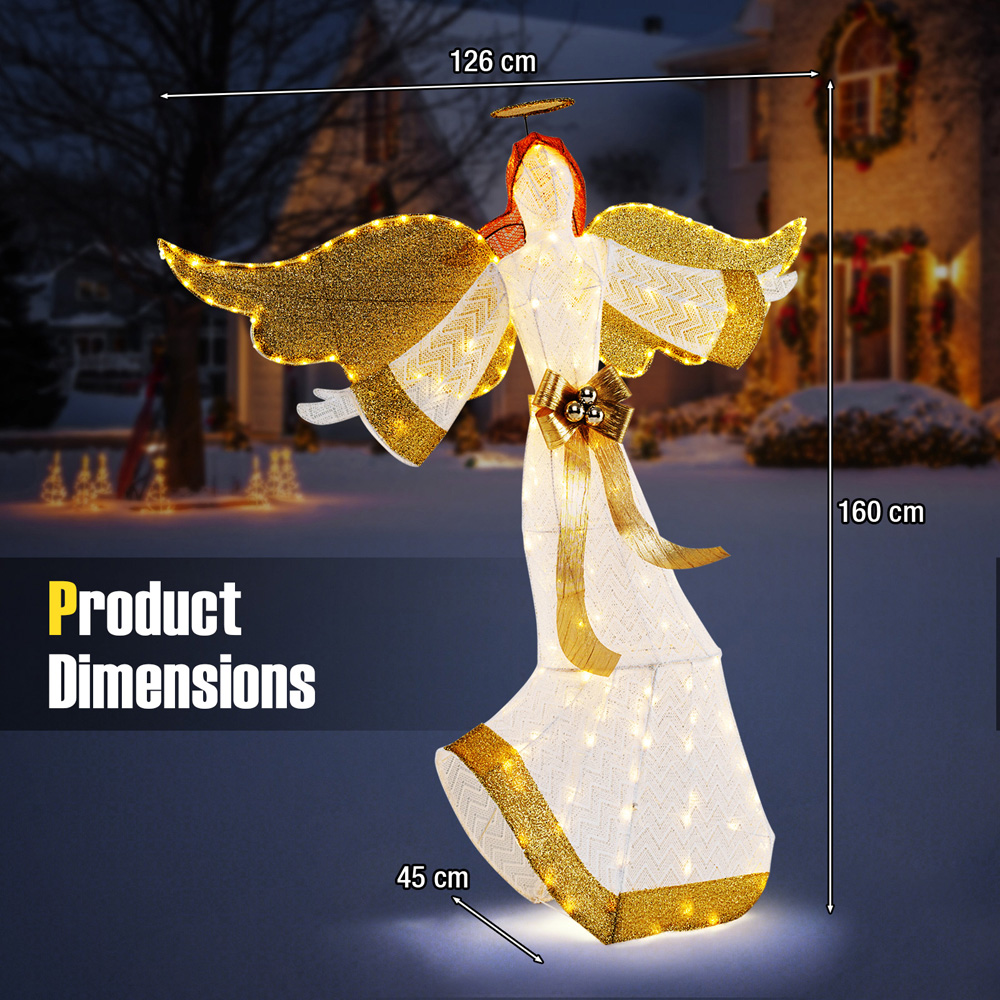 Costway 180 LED Halo Bow Lighted Angel Christmas Decoration 5.2ft Image 7