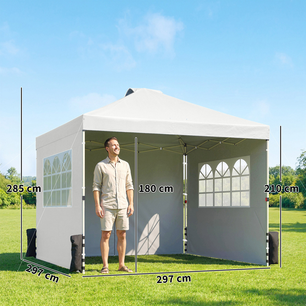 Outsunny 3 x 3m White Pop Up Canopy Adjustable Gazebo Image 8