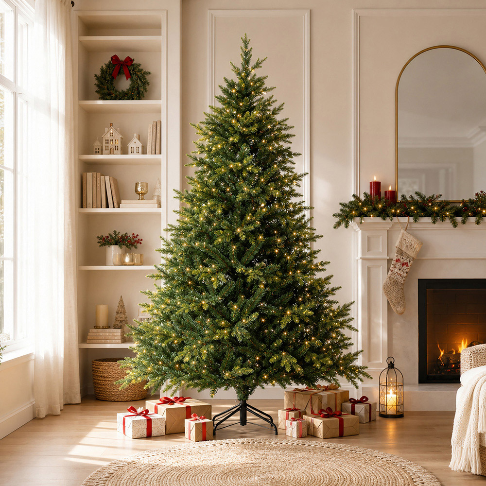 Abrihome 570 Warm White LED Pre-Lit Artificial Christmas Tree with 1760 Mixed Tips 8ft Image 3