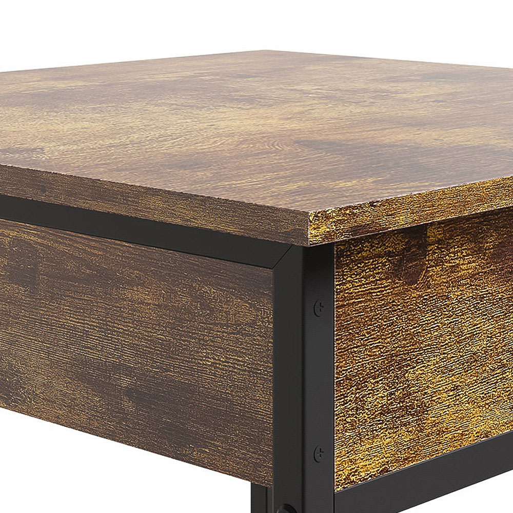 Living and Home Single Drawer Wood Grain Bar Table with Built-In Charging Station Image 6