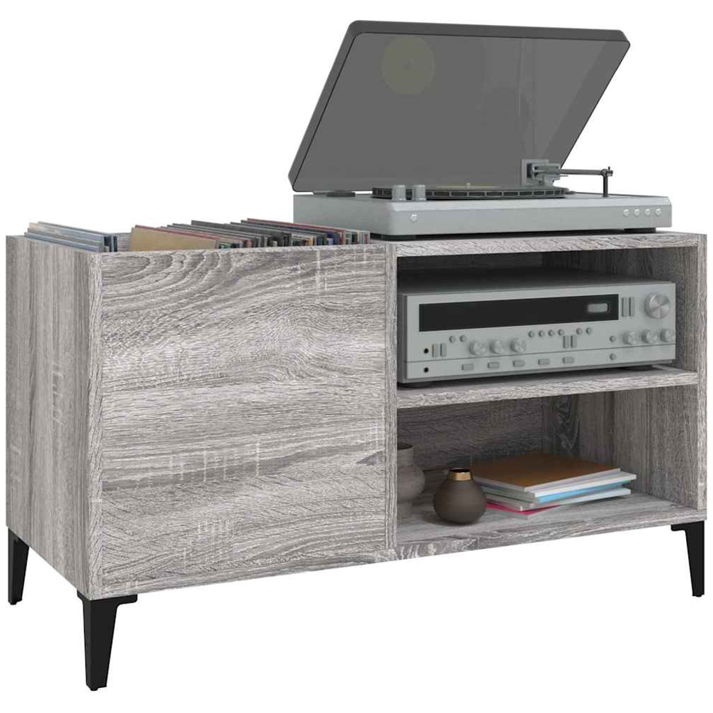 vidaXL 2 Shelf Grey Sonoma Record Cabinet Image 4