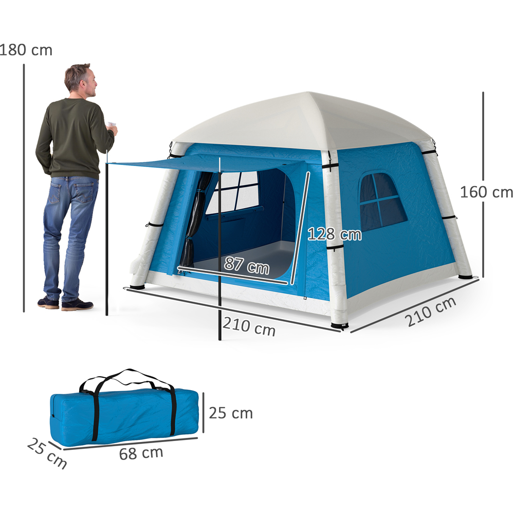 Outsunny 2 Person Easy Setup Inflatable Camping Tent with Pump Light Blue Image 9