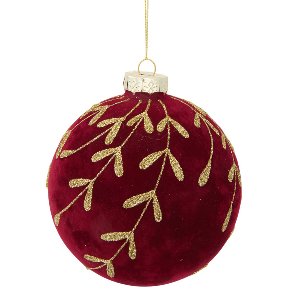 Traditional Flocked Leafy Bauble Image 5