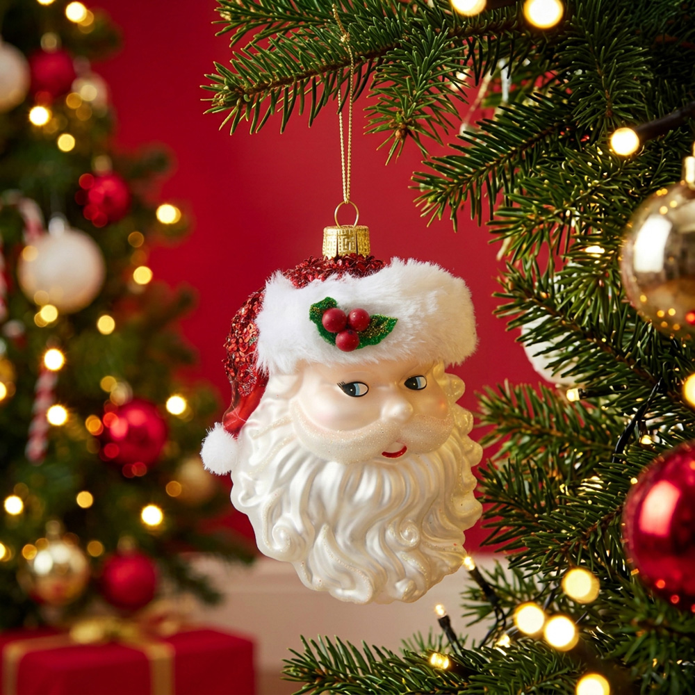 Festive Glass Santa Decoration Image 2