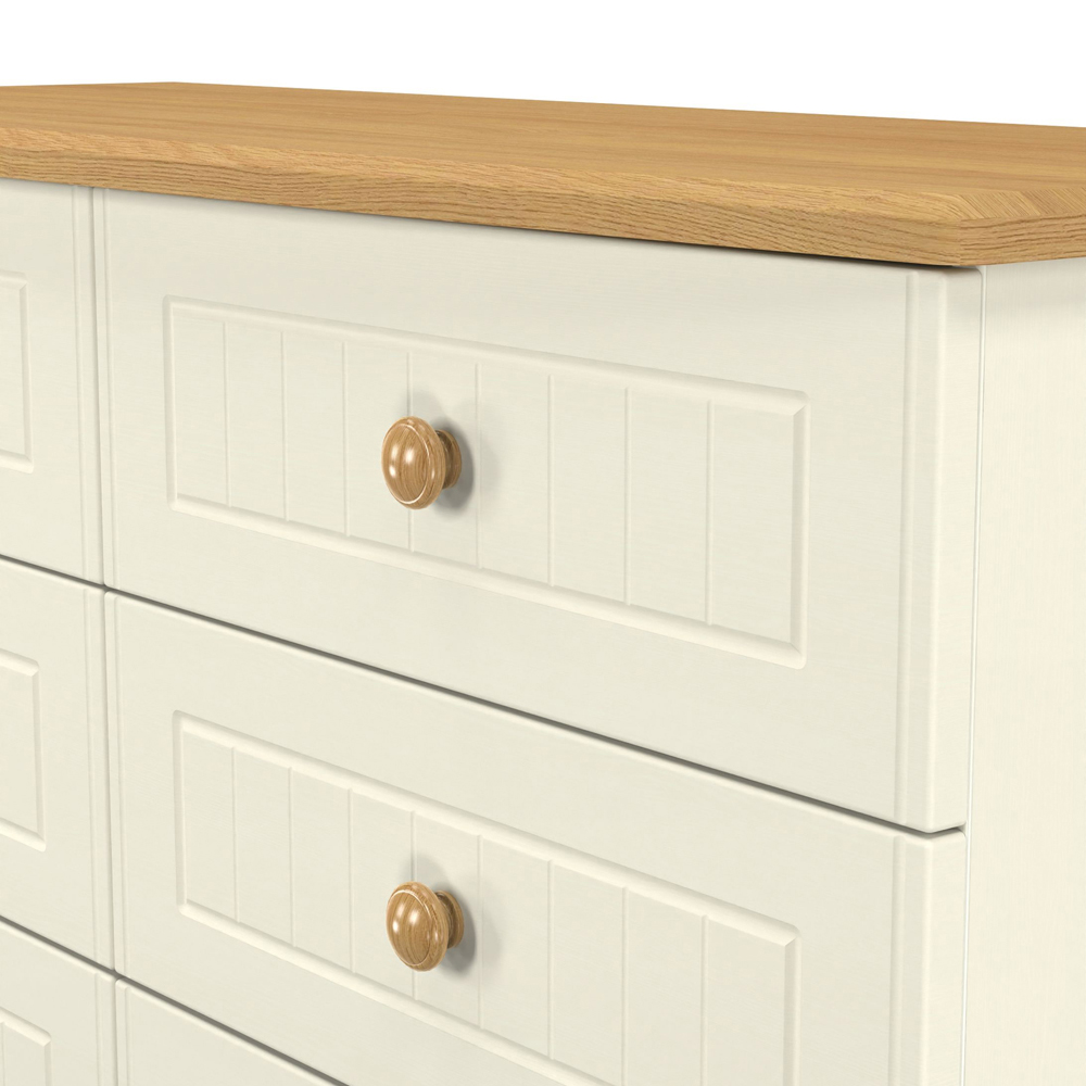 Crowndale Warwick 6 Drawer Cream Ash and Oak Wide Midi Chest of Drawers Image 5