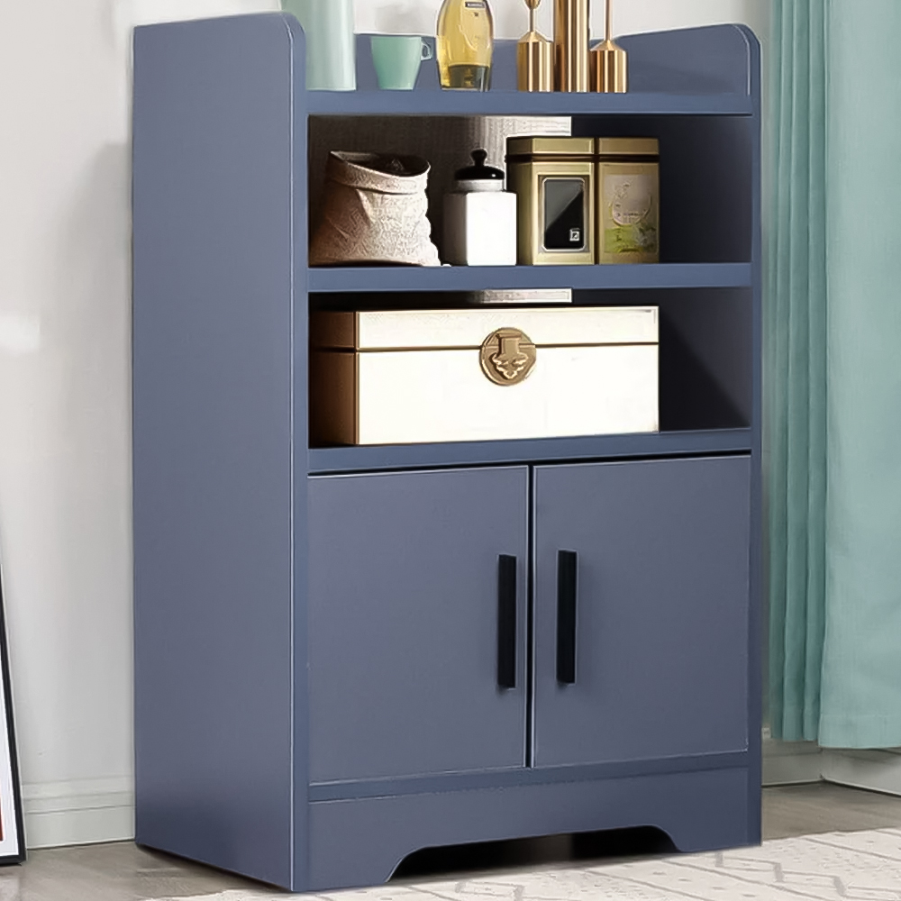 H&O Direct 3 Shelf 2 Door Grey Wooden Sideboard Image 1
