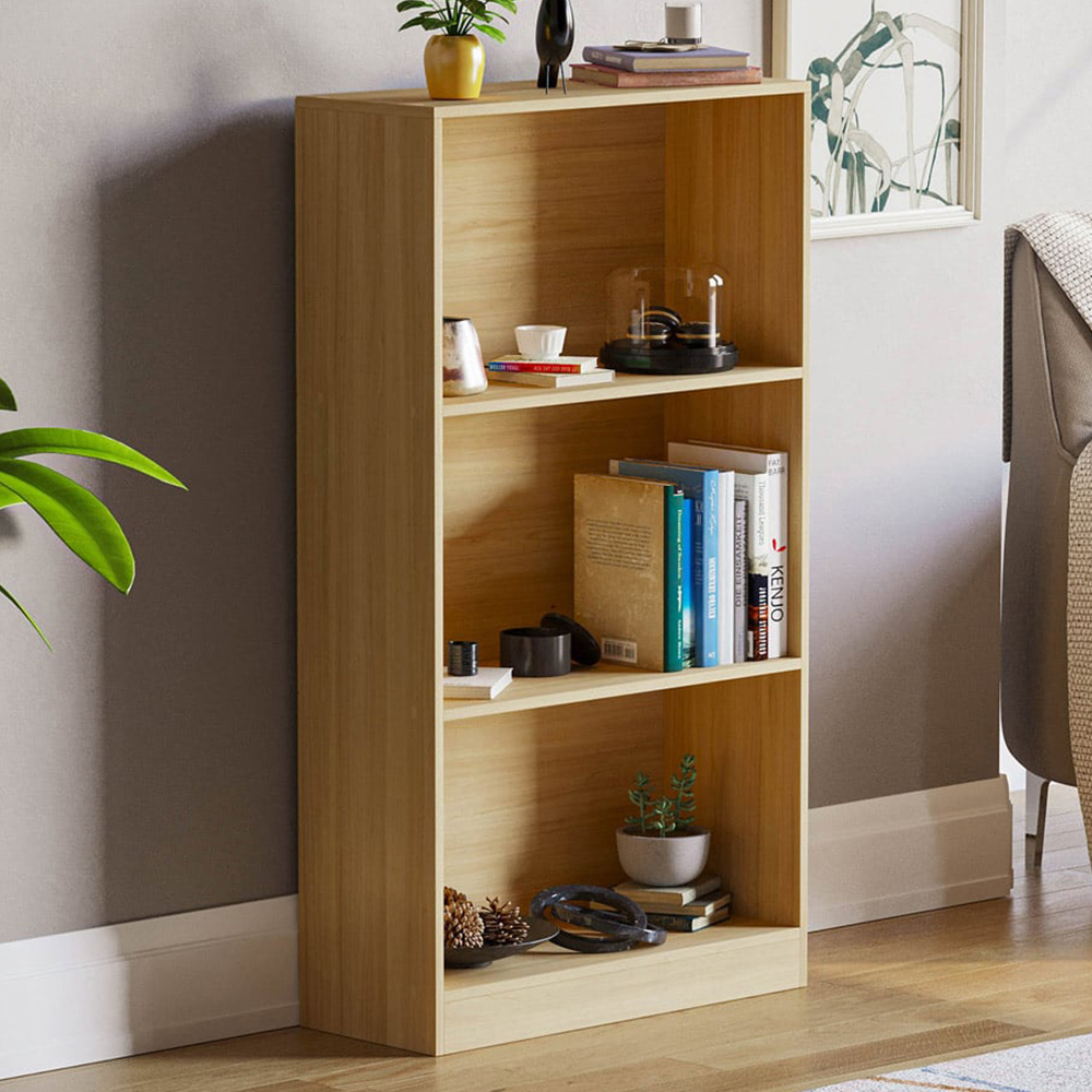 Vida Designs Cambridge 3 Shelf Oak Medium Bookcase  Image 1