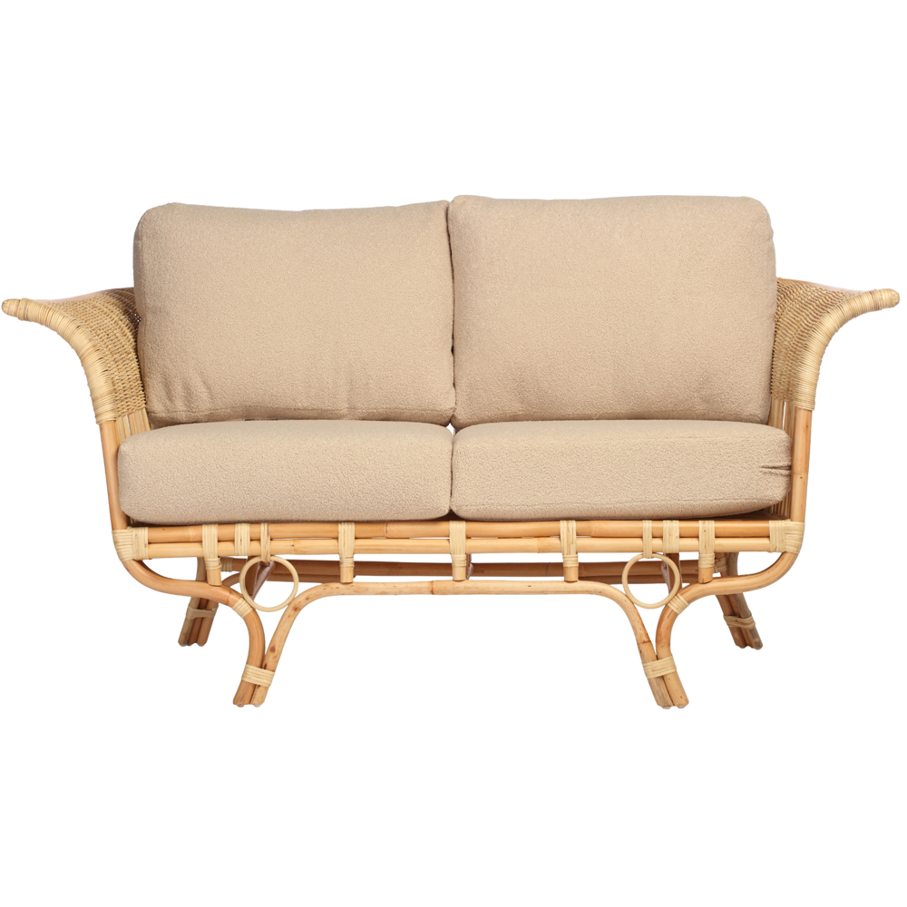 Desser Furniture Bejing 2 Seater Natural Rattan Latte Boucle Sofa Image 3