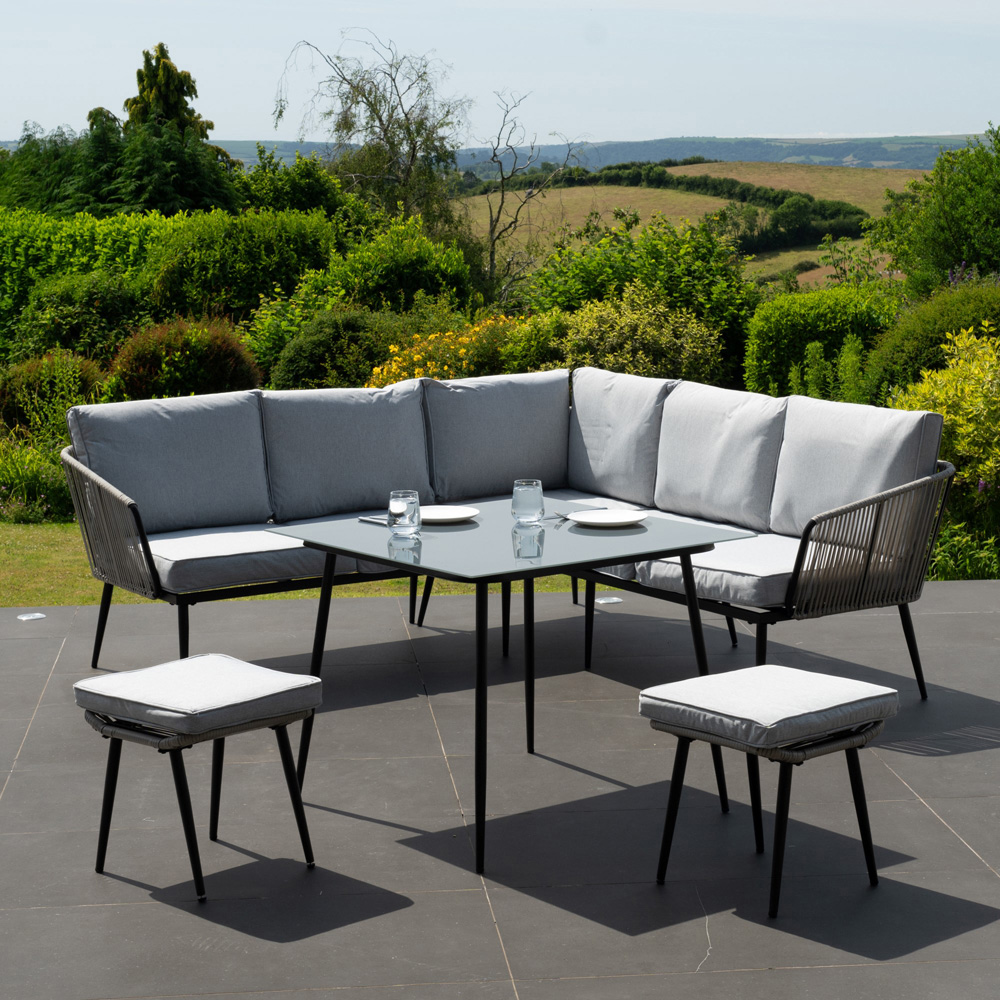 Artemis Home Sartene 6 Seater Light Grey and Black Garden Corner Lounge Set Image 5