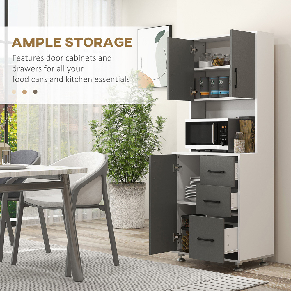Portland 3 Door 3 Drawer Grey Kitchen Storage Cabinet Image 5