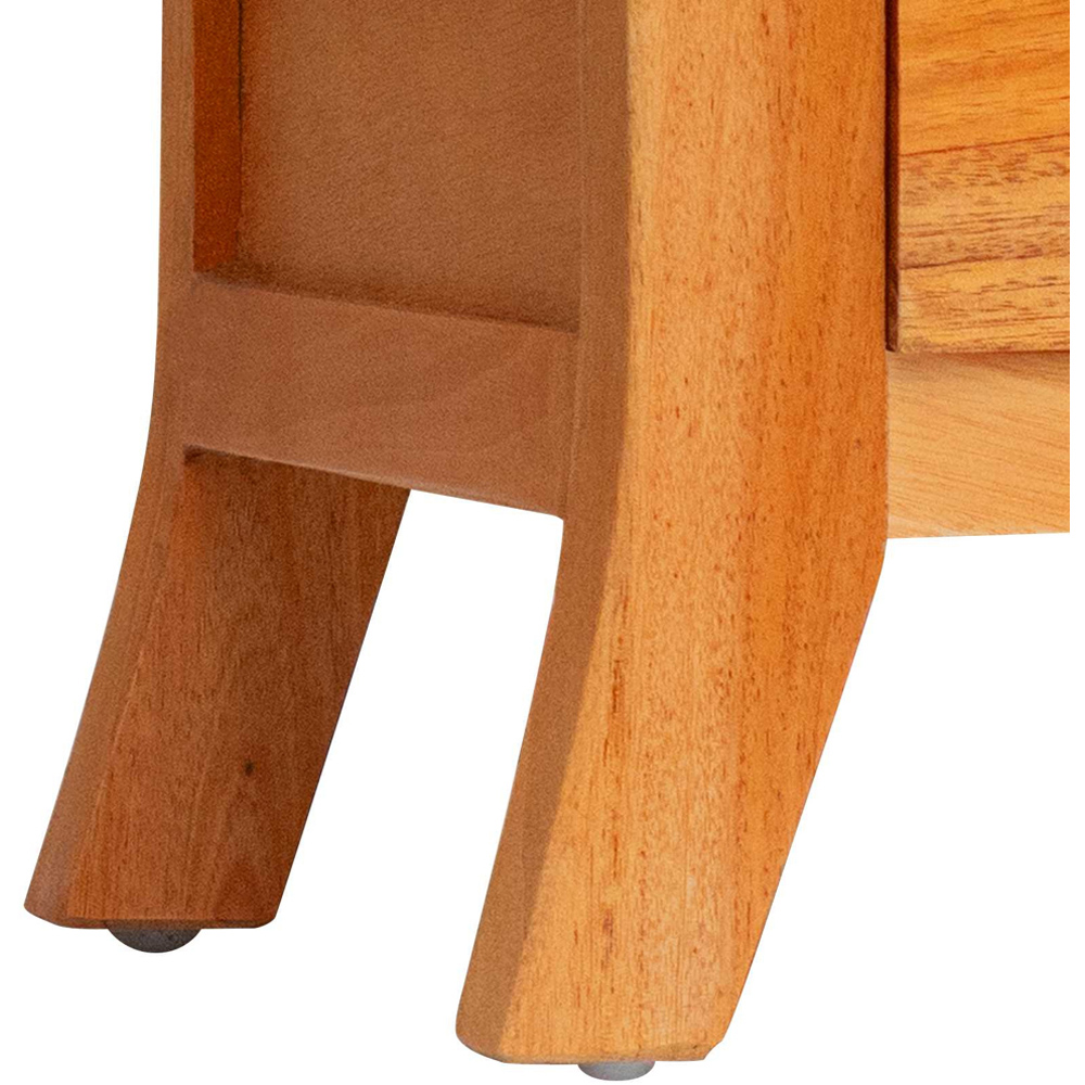 vidaXL Single Drawer Single Shelf Natural Rustic Solid Mahogany Wood Bedside Table Image 7