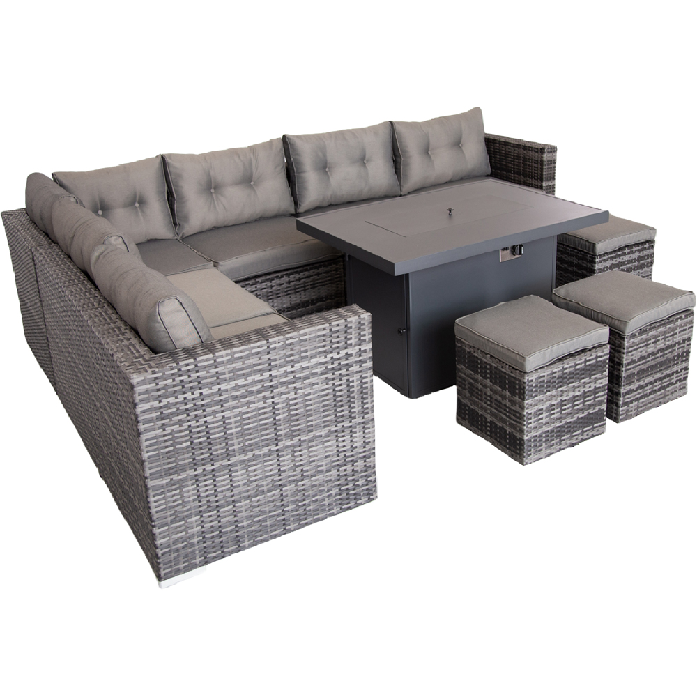 Furniture One 9 Seater Brown Corner Sofa Set with Fire Pit Table Image 5