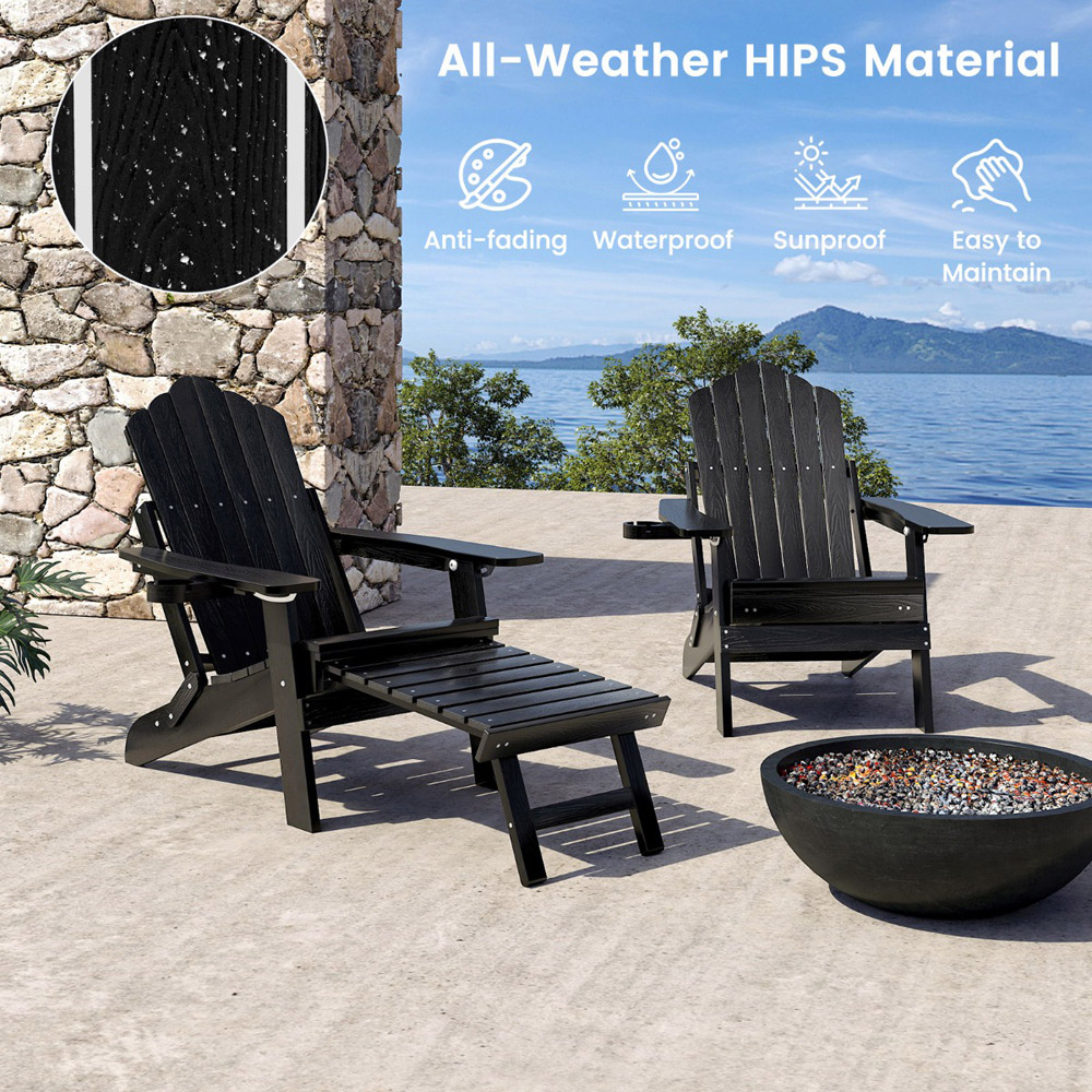 Costway Black All Weather HIPS Outdoor Adirondack Chair Image 4