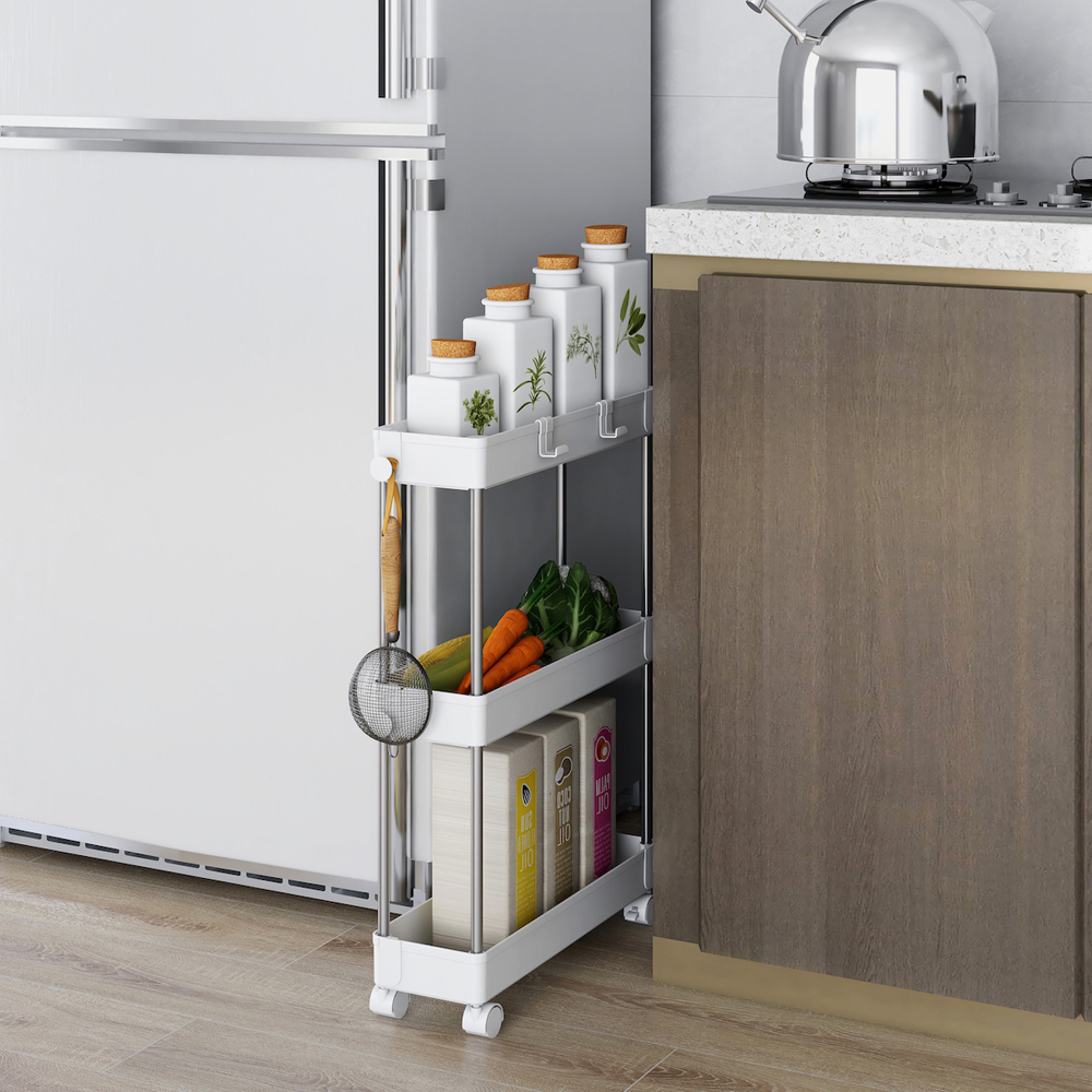 Avilo 3 Shelf White Multi-Purpose Storage Utility Cart Image 7