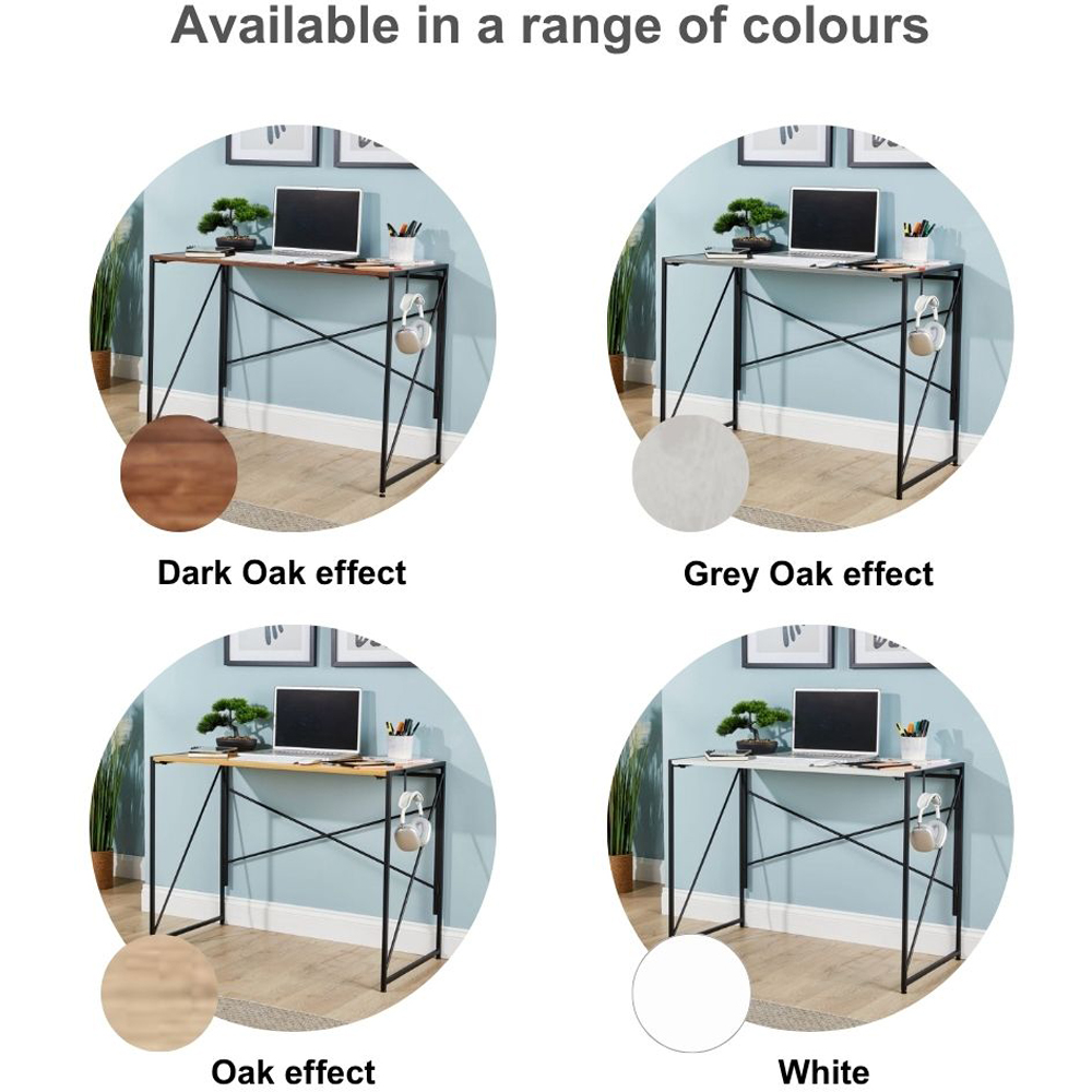Home Source Brampton Folding Compact Desk with Hook Grey Image 8