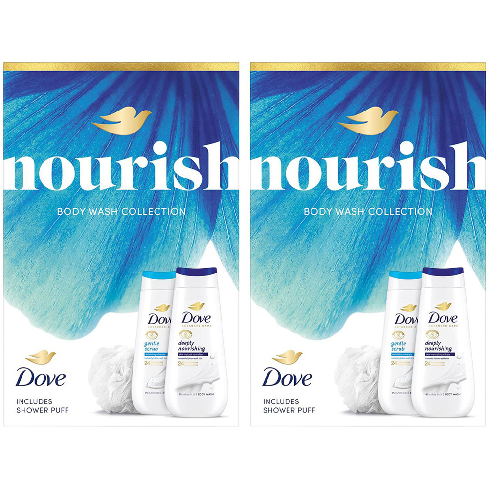 Dove Nourish Gentle Scrub and Deeply Nourishing Bodywash Duo Gift Set 225ml 2 Pack Image 1