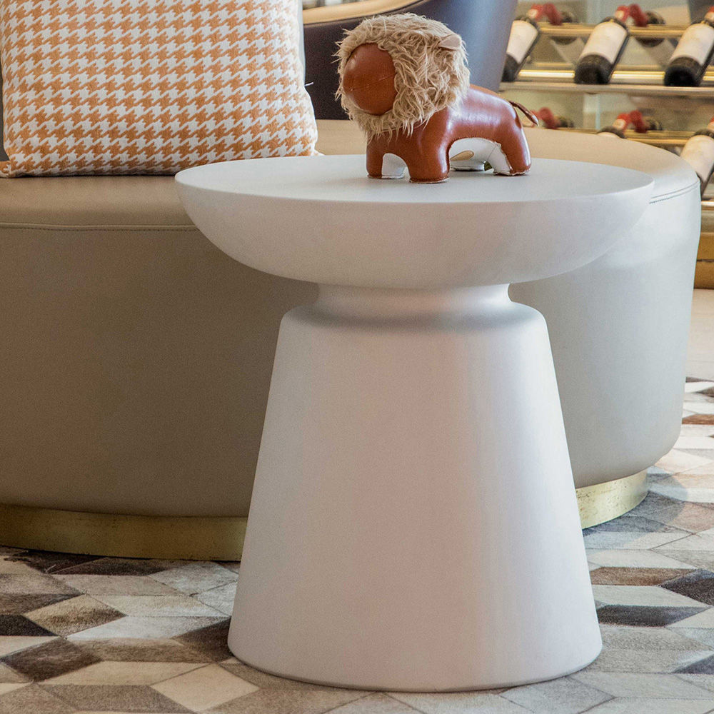 Elementi Kylix Cream White GRC Side Table Image 5