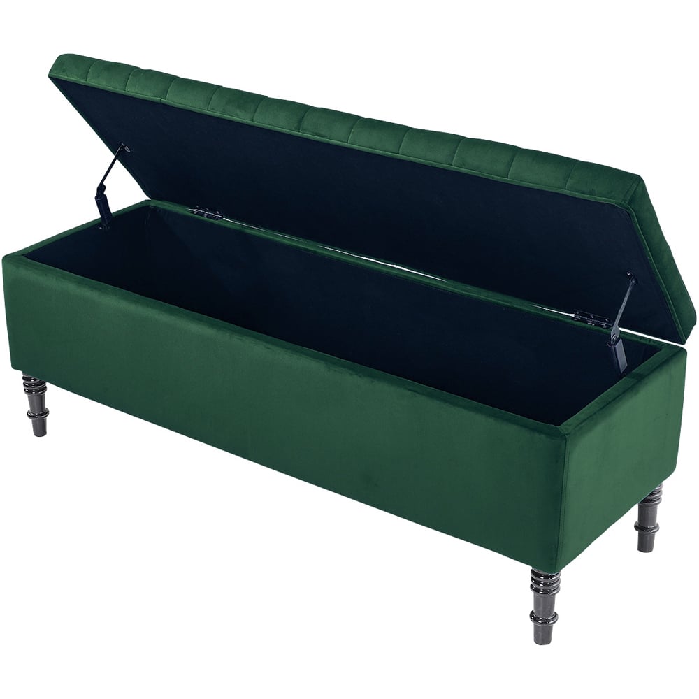 H&O Direct Velvet Upholstered Storage Bench Image 3