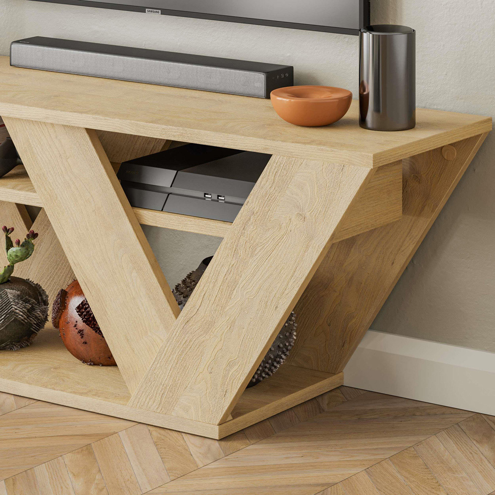 Decortie Pipralla 2 Shelf Oak Modern TV Unit Image 6