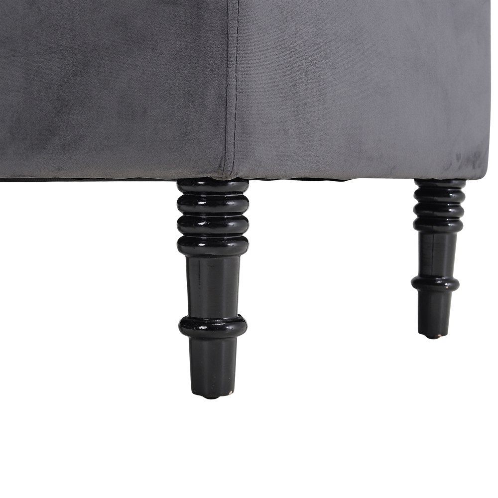 Living and Home Grey Upholstered Flip Top Storage Bench with Side Arms Image 4