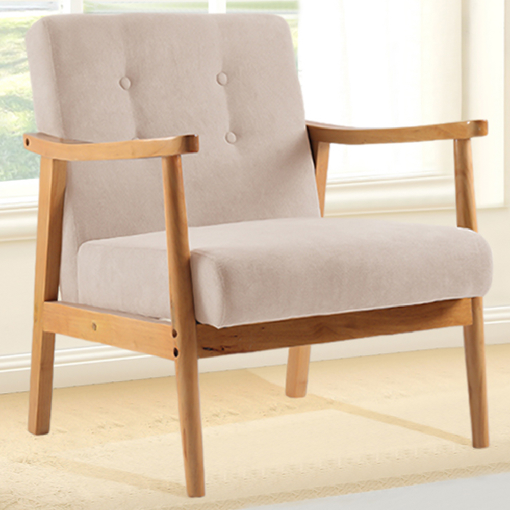 Living and Home Wood Upholstered Armchair Image 1