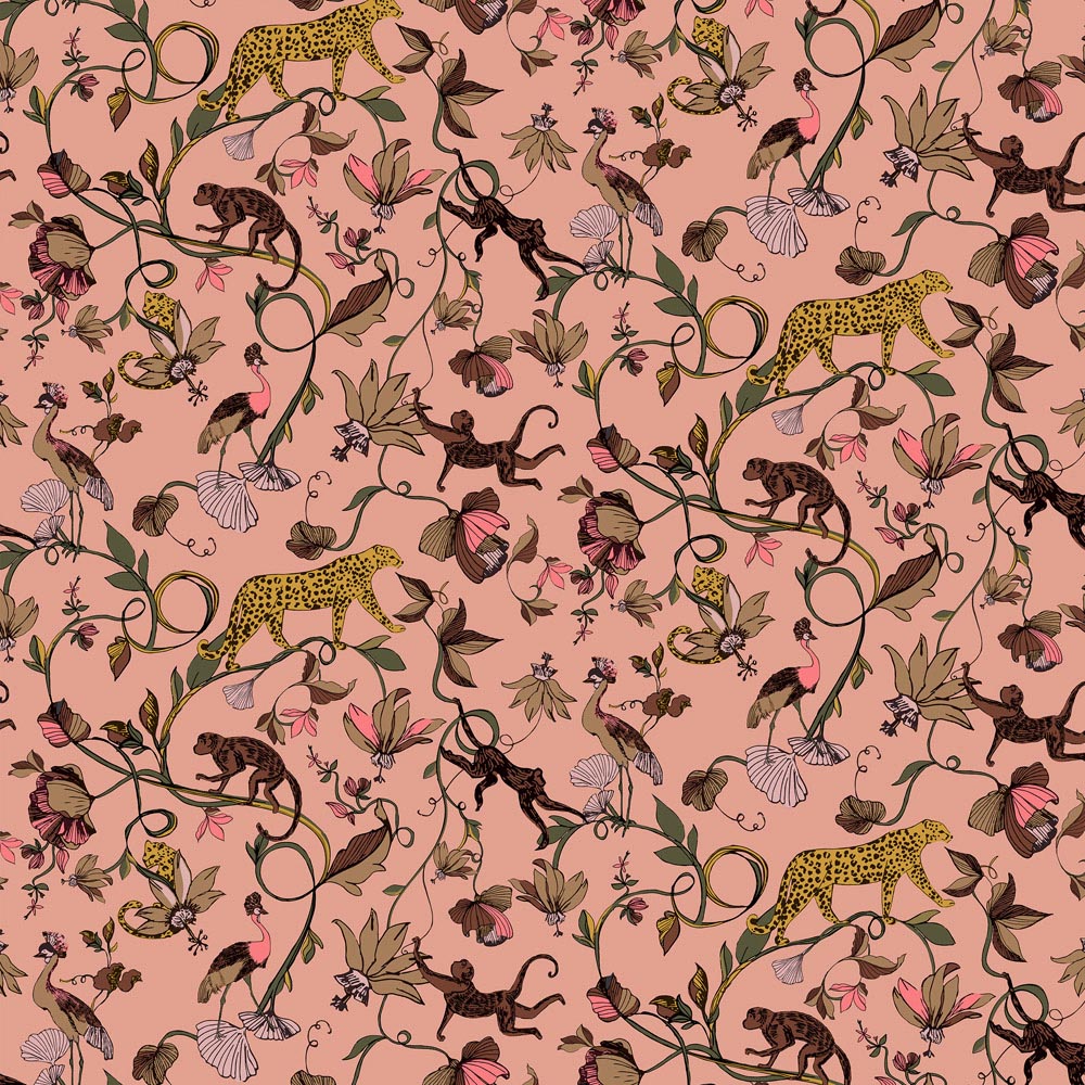 furn. Wildlings Tropical Blush Matte Wallpaper Image 1