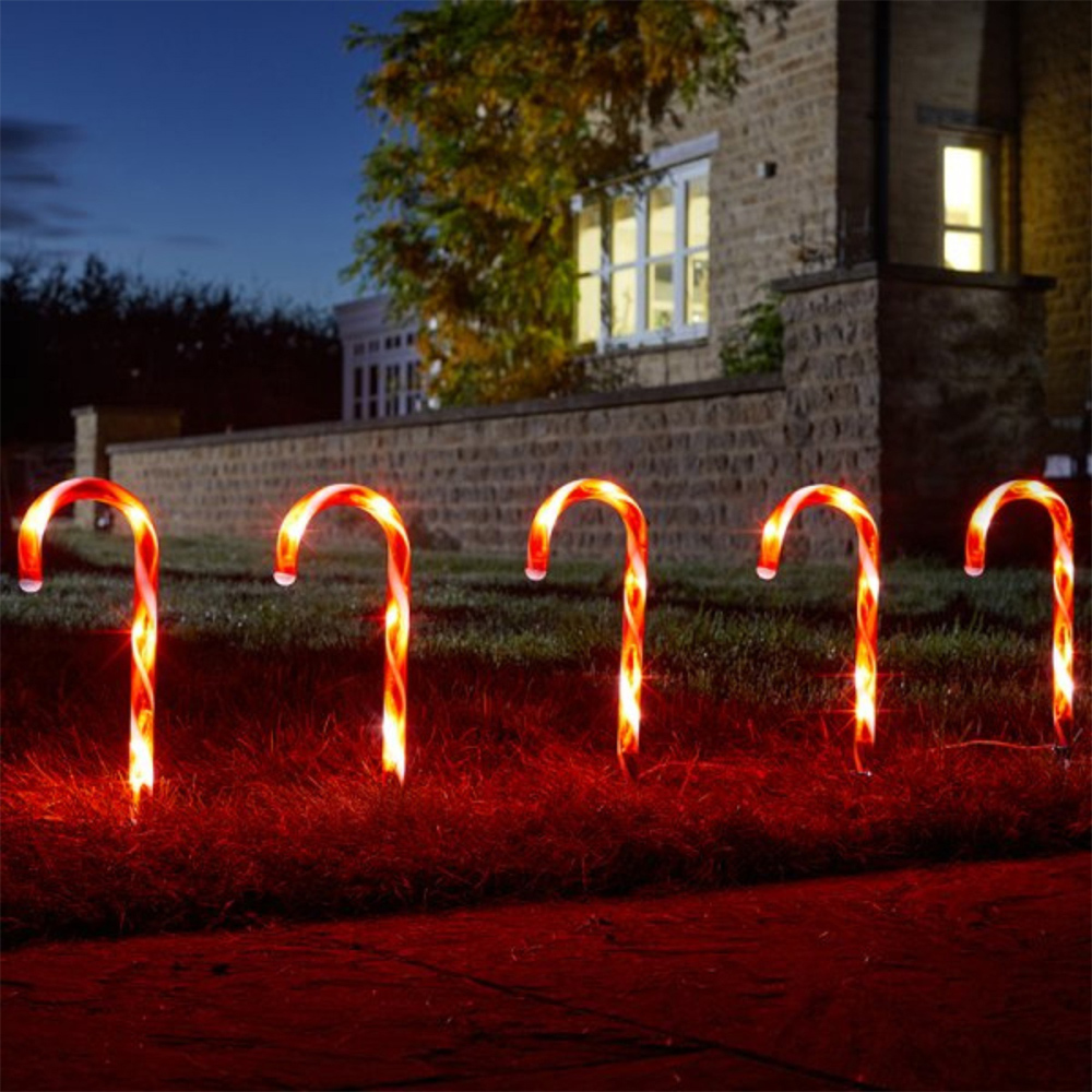 Samuel Alexander 6 Piece LED Red and White Stripe Christmas Candy Cane Light Set Image 4