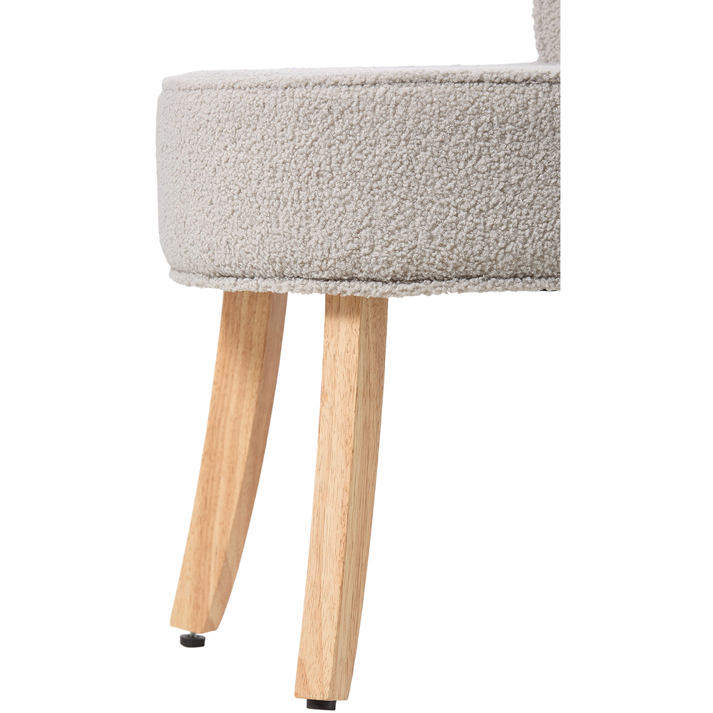 Living and Home Grey Teddy Fleece Button Tufted Vanity Stool Image 5