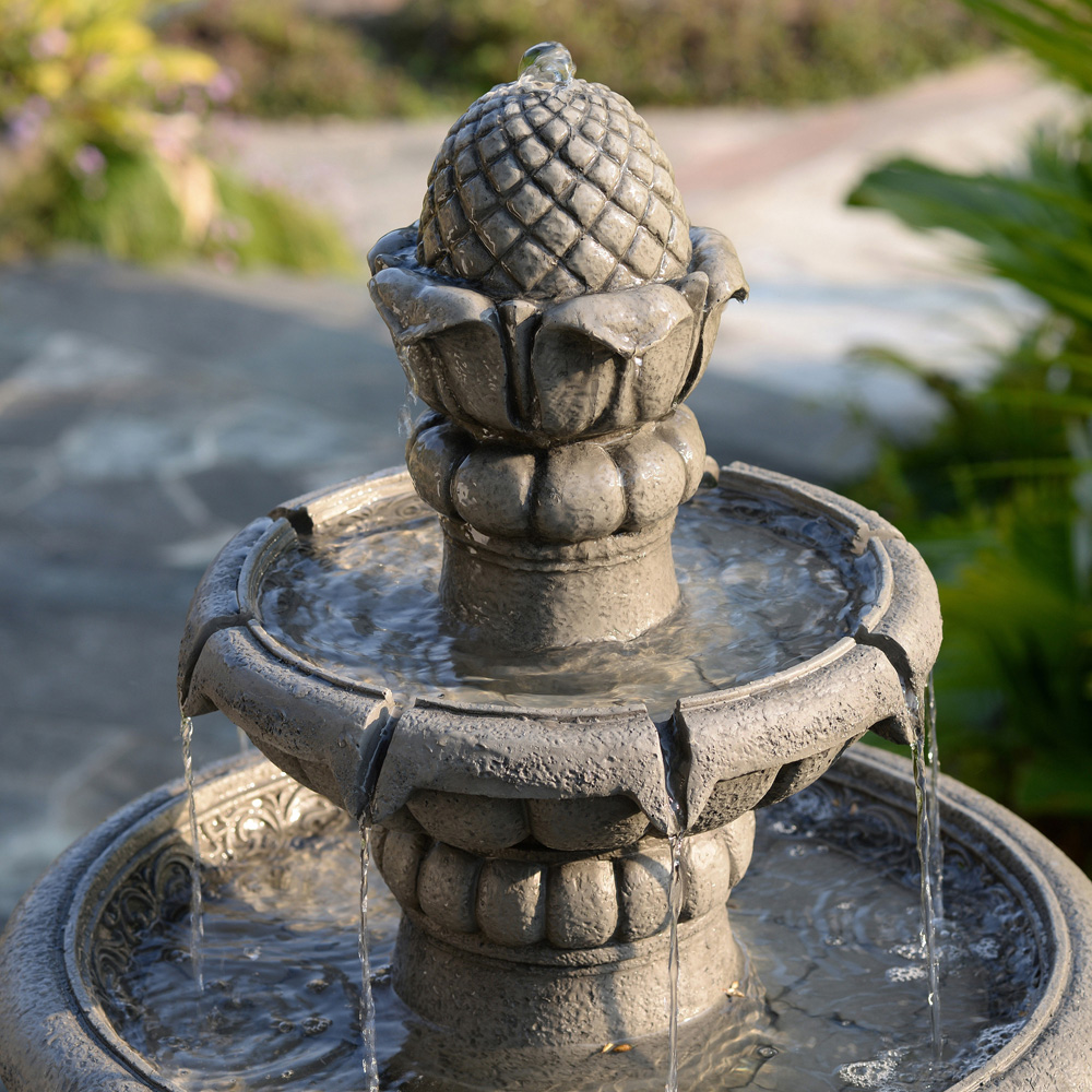 Teamson Home 2-Tier Light Grey Birdbath Water Fountain 99cm Image 7