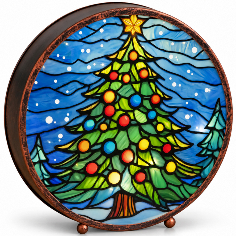 Samuel Alexander Light Up Stained Glass Christmas Tree Decoration 25cm Image 2