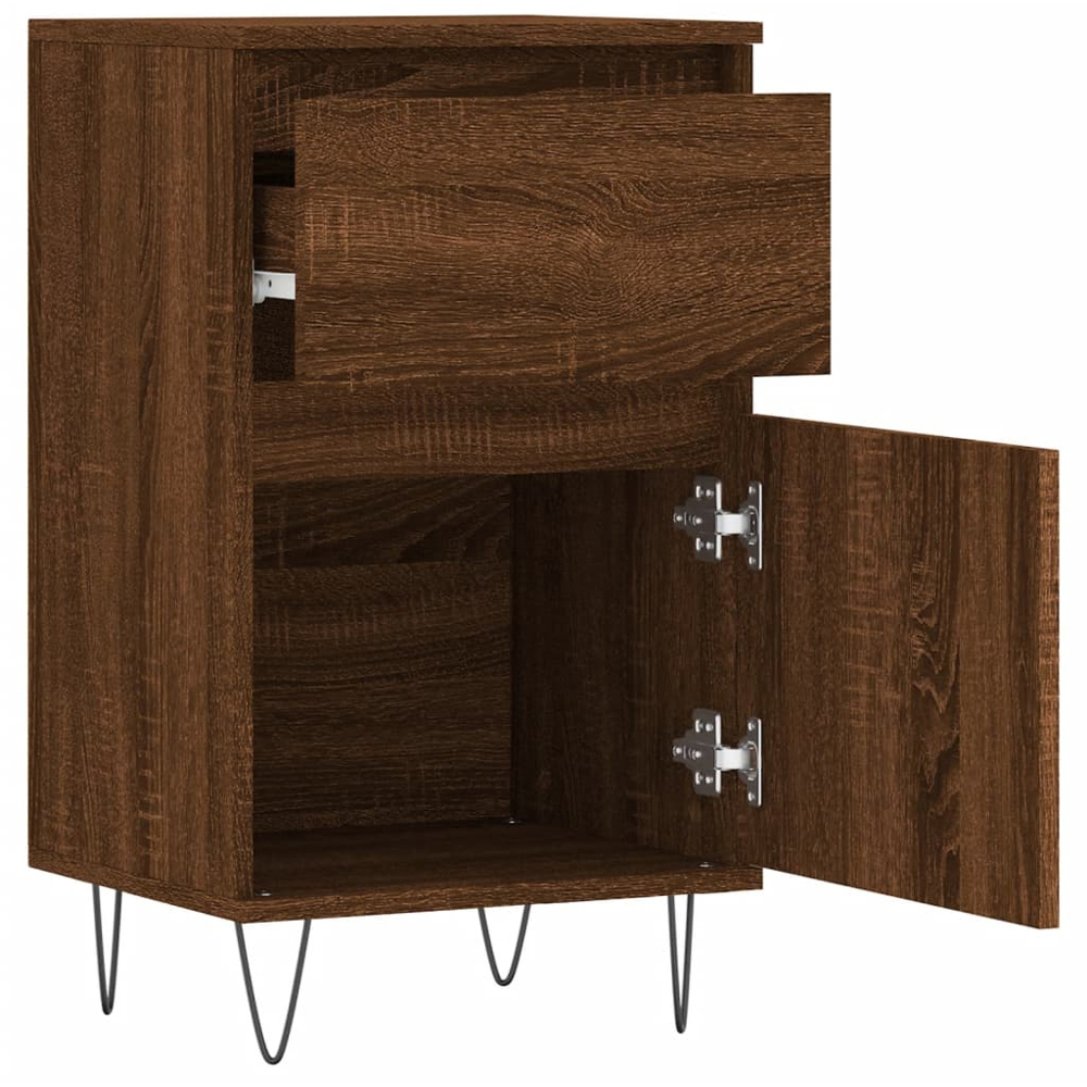 vidaXL Single Door Single Drawer Brown Oak Sideboard Set of 2 Image 5