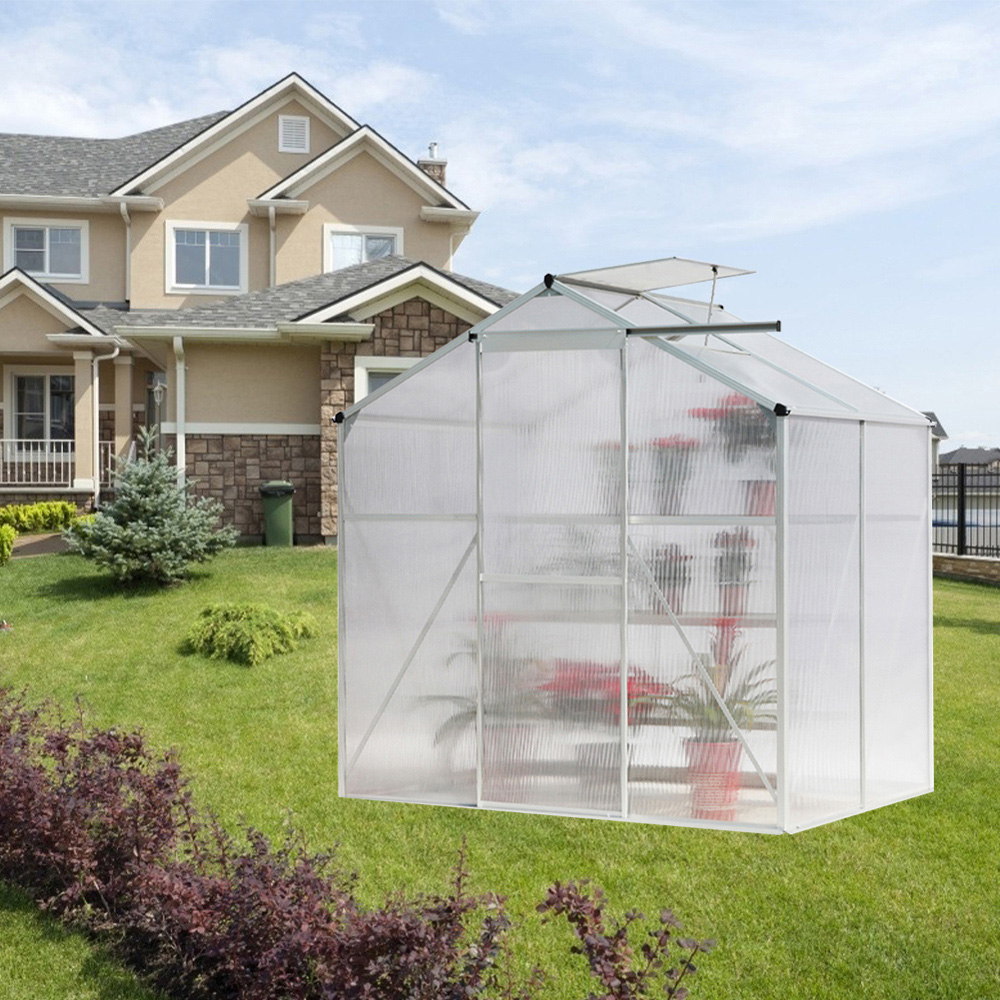 Living and Home Aluminium 4.2 x 6.2ft Hobby Greenhouse with Window Opening Image 2