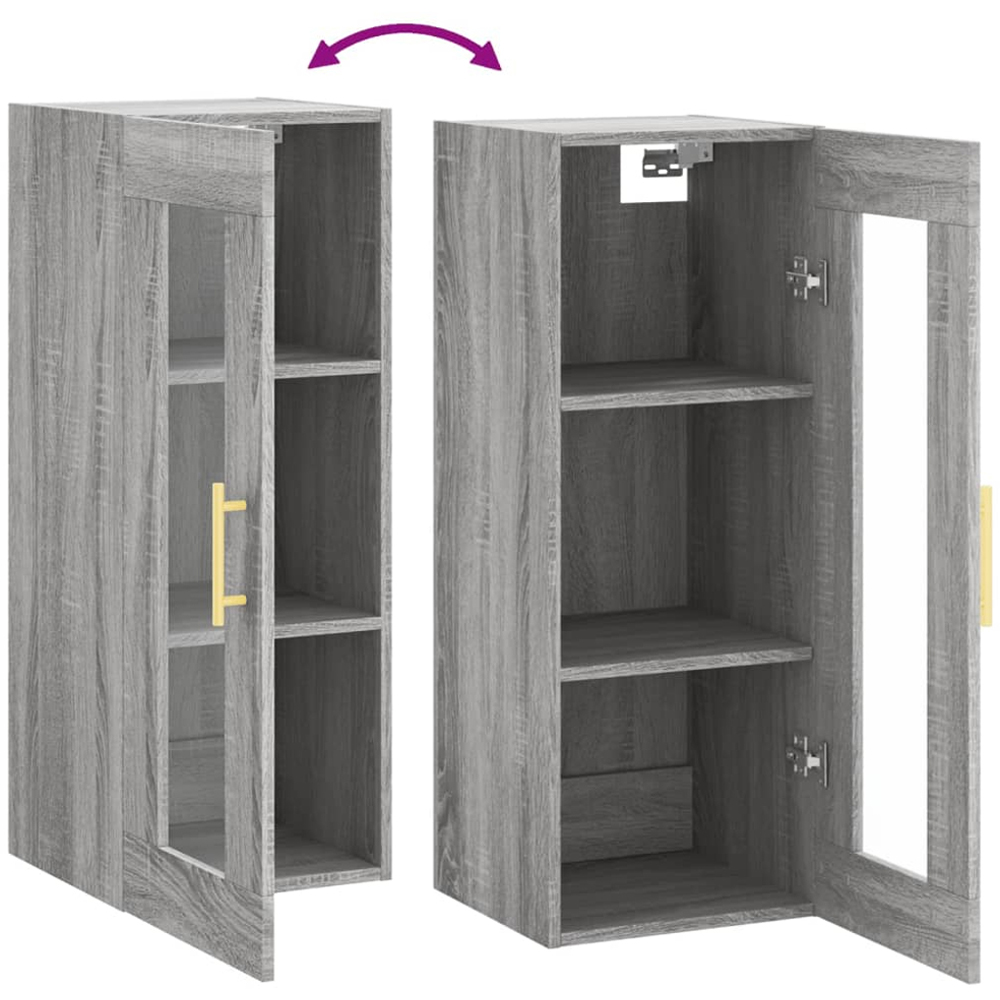 vidaXL Single Glass Door Grey Sonoma Wall Mounted Cabinet Image 8