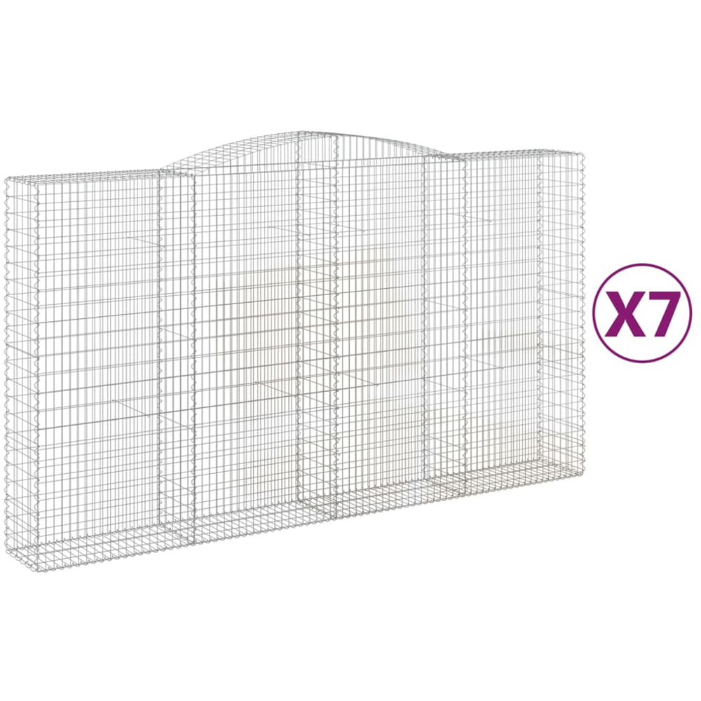 vidaXL Silver Galvanised Iron Gabion Basket 400 x 50 x 220/240cm 7 Pack Image 4