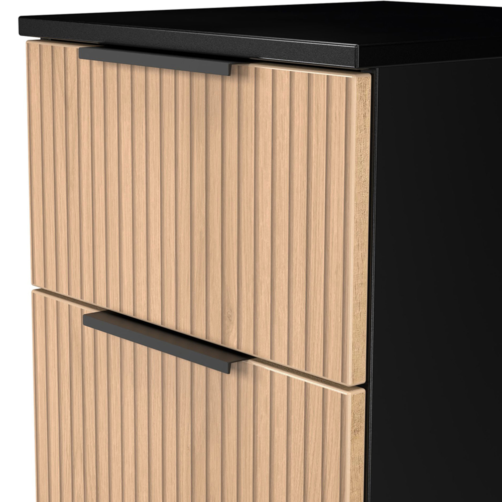 Crowndale Java 2 Drawer Slatt Effect and Black Compact Bedside Cabinet Image 5