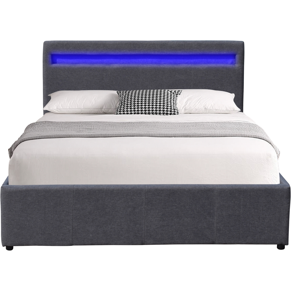 Comfy Living Small Double Dark Grey Ottoman Bed Frame with LED Image 2