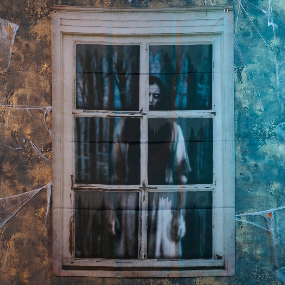 Creepy Girl Window Curtain Image 3
