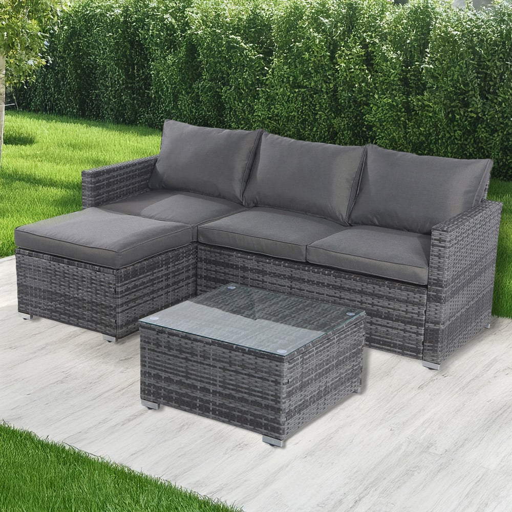 Furniture One 4 Seater L Shape Rattan Corner Sofa Set Image 1