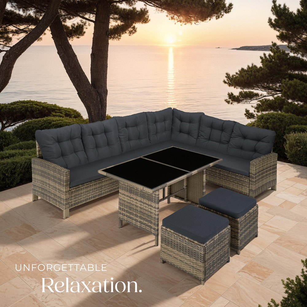 tectake Barletta 8 Seater Nature Rattan Garden Sofa Set Image 8
