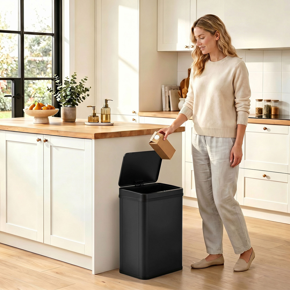 HOMCOM Black Stainless Steel Kitchen Motion Sensor Bin 40L Image 7
