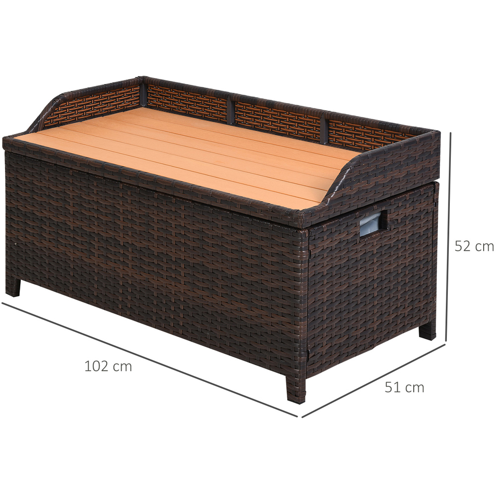 Outsunny 2 Seater Storage Bench with Brown Cushion Image 8